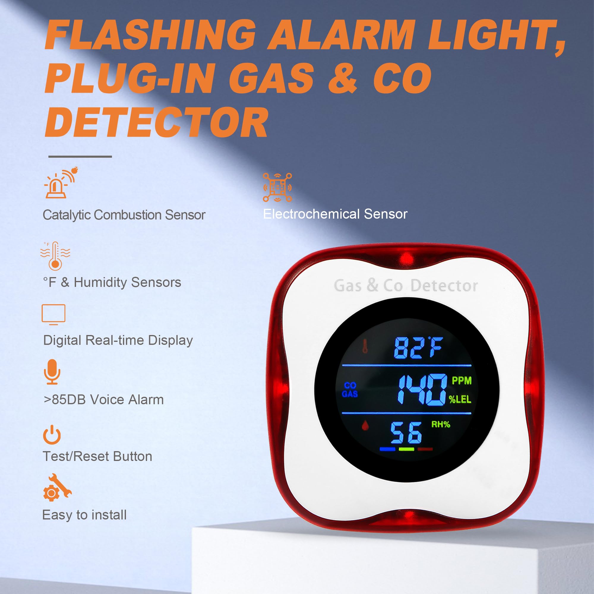 Co Detector Plug - Detektor Gas dan Karbon Monoksida Kombinasi,